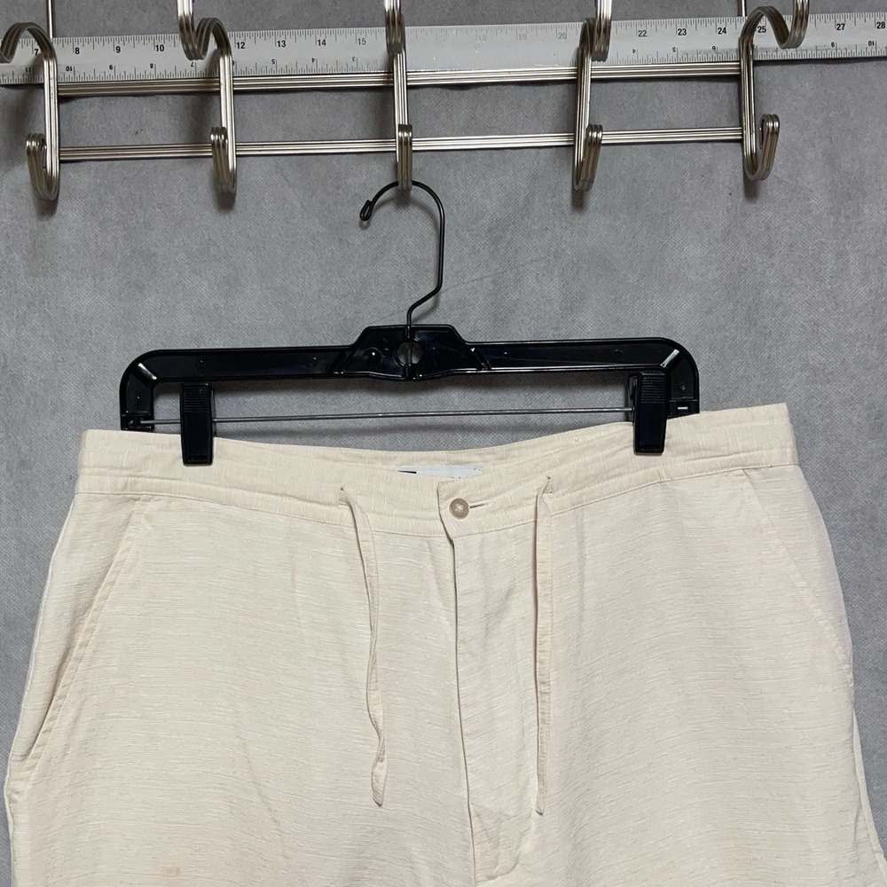 Bachrach Pants Men 35x30 Cream Linen Silk Drawstring Loose Baggy Vacation Casual